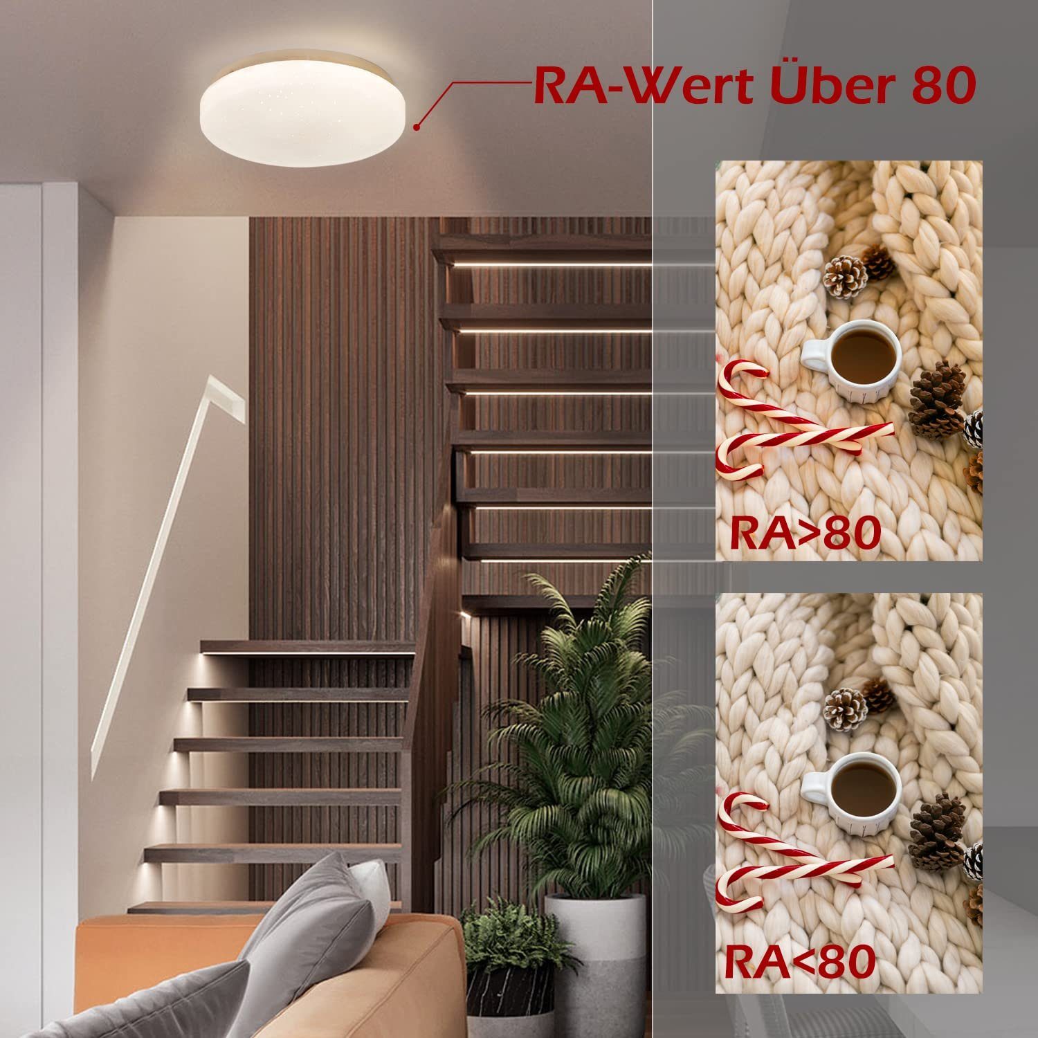 NETTLIFE Lampa sufitowa LED 21 cm 15 W Neutralna biała lampa do sypialni Okrągła gwiazda dekoracyjna do pokoju dziecięcego - 3