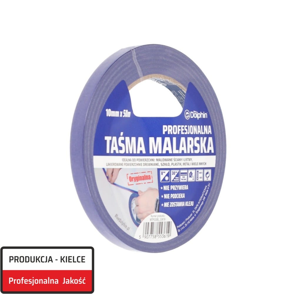 Taśma malarska, Blue Dolphin, niebieska, 10mm x 50m