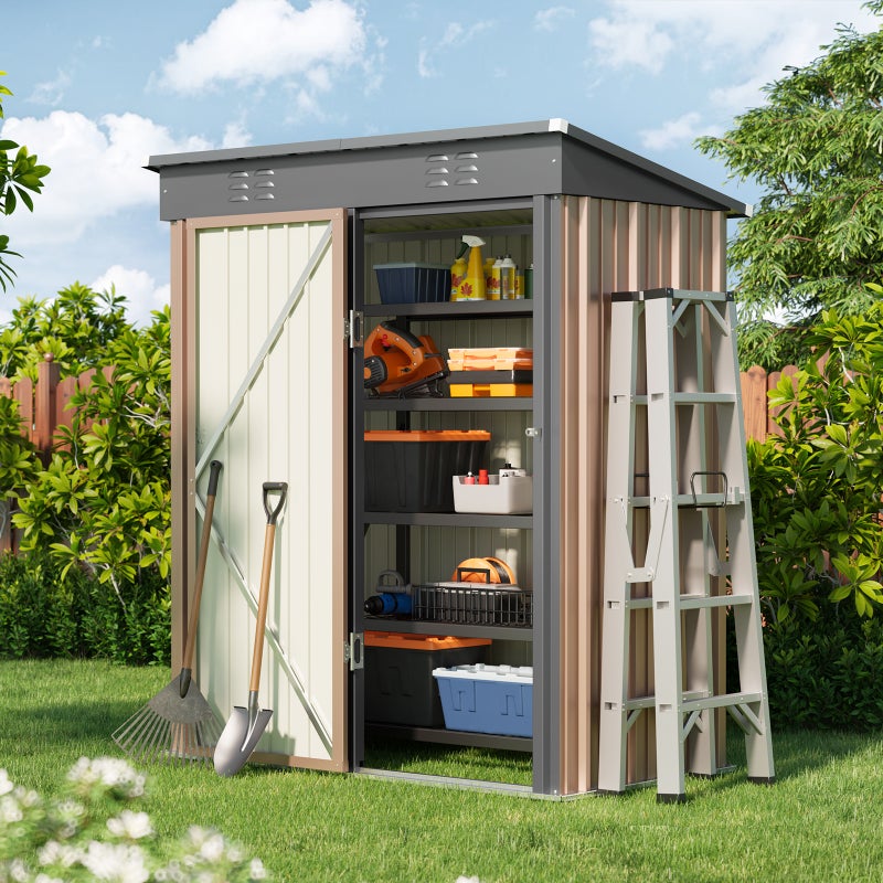 Metalowa schronka ogrodowa Bealife 162 x 95 x 182 cm, brązowa, trwała konstrukcja do ogrodu