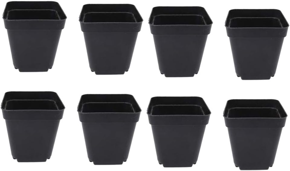 Opakowanie 50 czarnych wiaderek na sadzonki - kwadratowe plastikowe doniczki - małe doniczki do wewnątrz i na zewnątrz (czarne/6,5 x 5 x 6,5 cm)