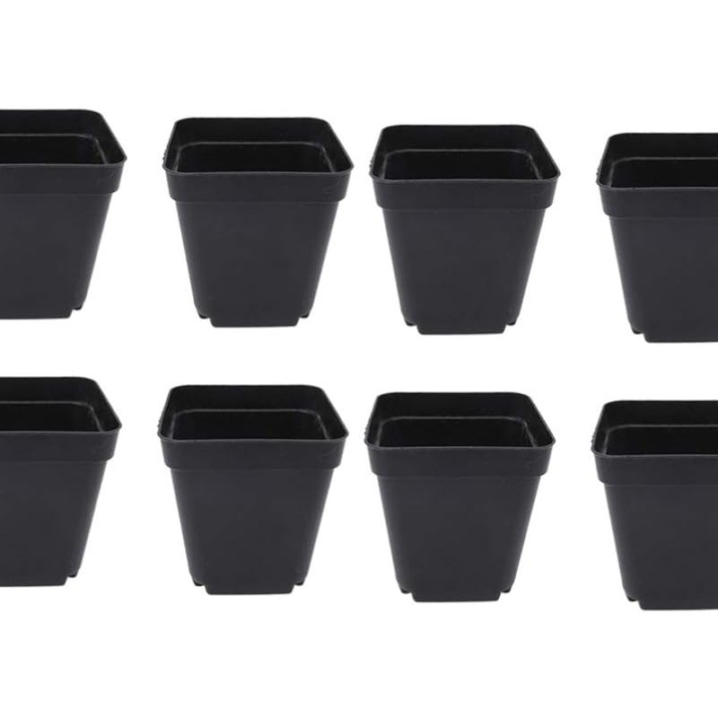 Opakowanie 50 czarnych wiaderek na sadzonki - kwadratowe plastikowe doniczki - małe doniczki do wewnątrz i na zewnątrz (czarne/6,5 x 5 x 6,5 cm)