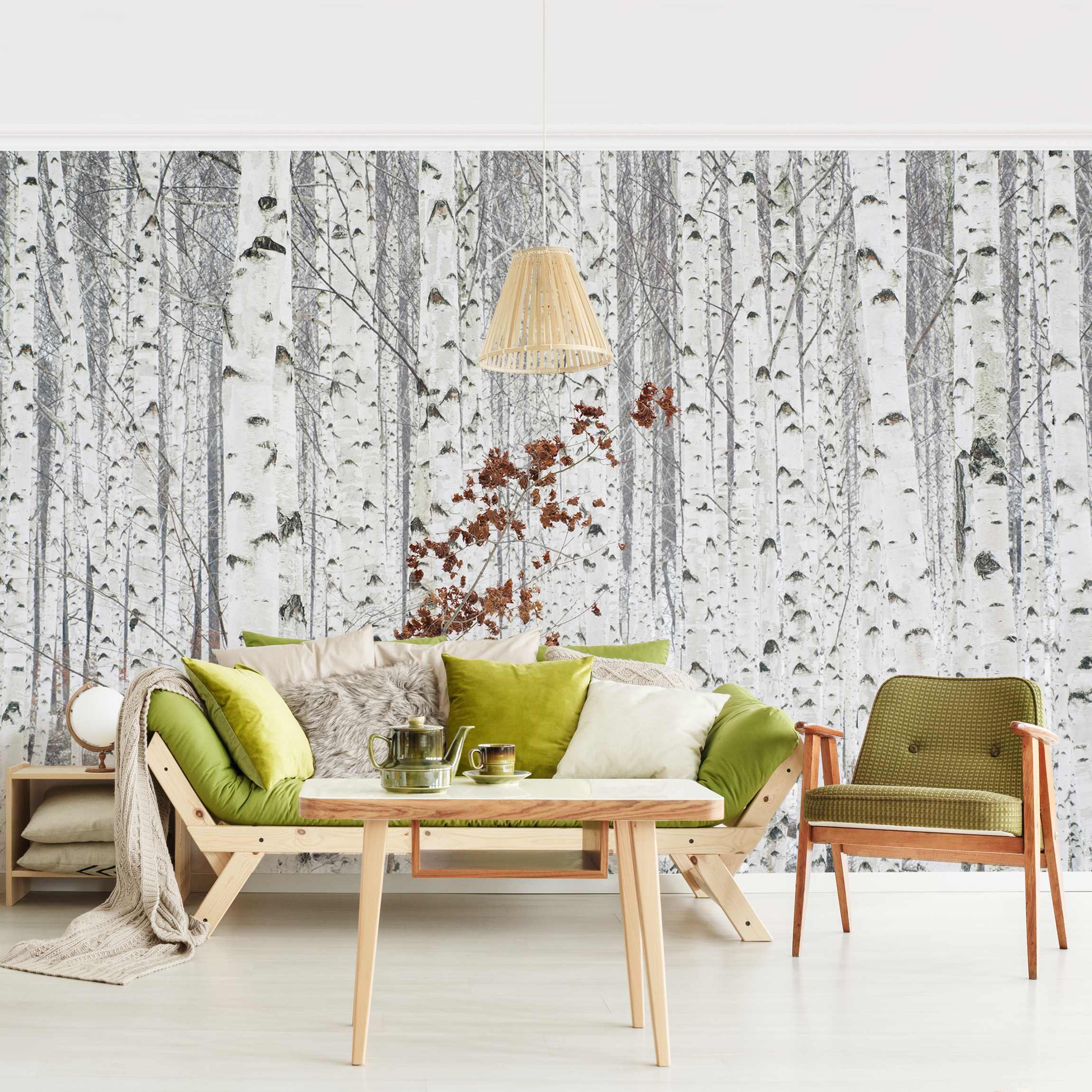 Papel pintado fotomural bosque naturaleza blanco y negro rústico 19 - salón dormitorio cocina pasillo - tnt 480 x 320 cm adhesivo