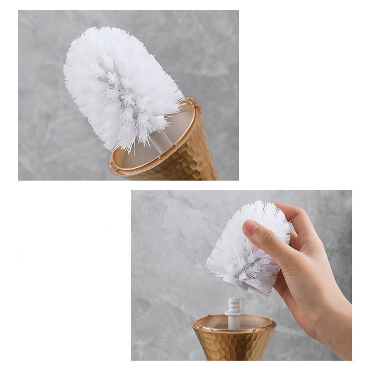 Brosse de toilette domestique à long manche avec brosse de nettoyage de base pour salle de bain, toilettes, or - 5
