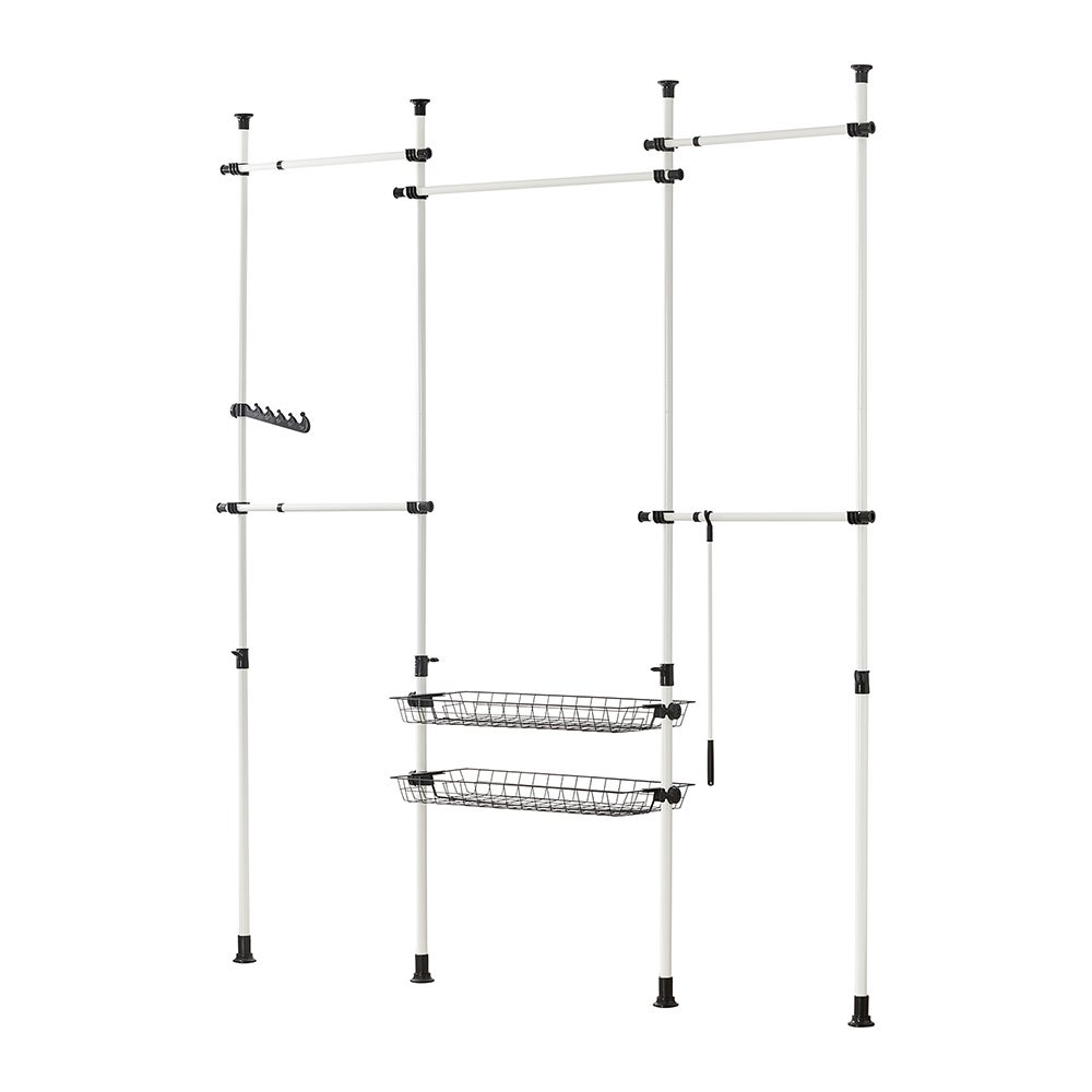 SoBuy Wieszak stojący z dwiema półkami Biały 62x75x200cm Minimalistyczny KLS04-II-W
