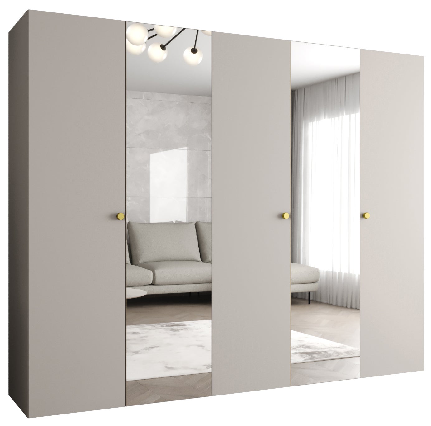 Szafa uchylna otwierana Parma 2 250 x 52 x 202 cm kaszmir + u. złoty Abiks Meble