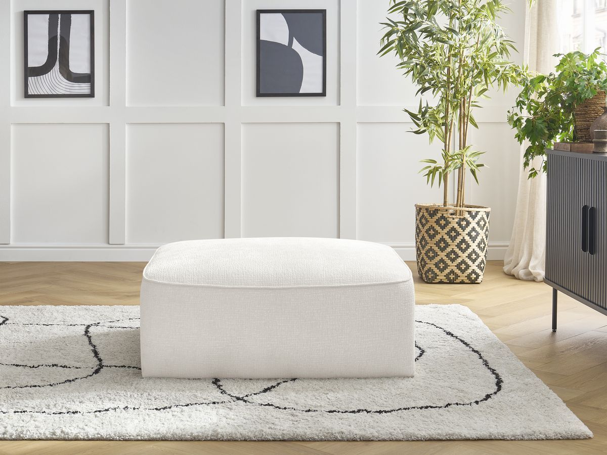 Pouf LEOPOLD tissu texturé BOBOCHIC 1 place Blanc | Leroy Merlin