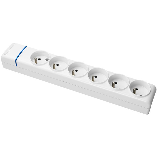 Multiprise Blanche 6 prises 2P+T 16A - Solera