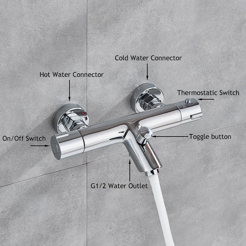 Robinet thermostatique de baignoire avec thermostat, mitigeur de bain en laiton, mitigeur de douche thermostatique pour salle de bain - 4