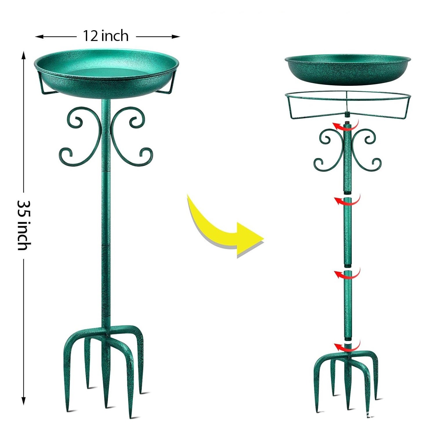 Banheira para pássaros independente para uso externo, comedouro e bebedouro para pássaros de jardim, comedouro decorativo removível estilo spa. - 2