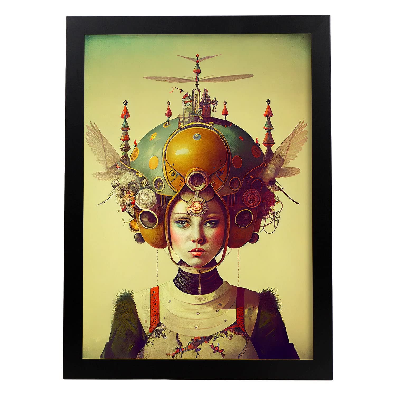 Nacnic poster alas en estilo surrealismo cinematográfico ilustraciones y grabados de historieta abstracta y artística para a3 marco negro