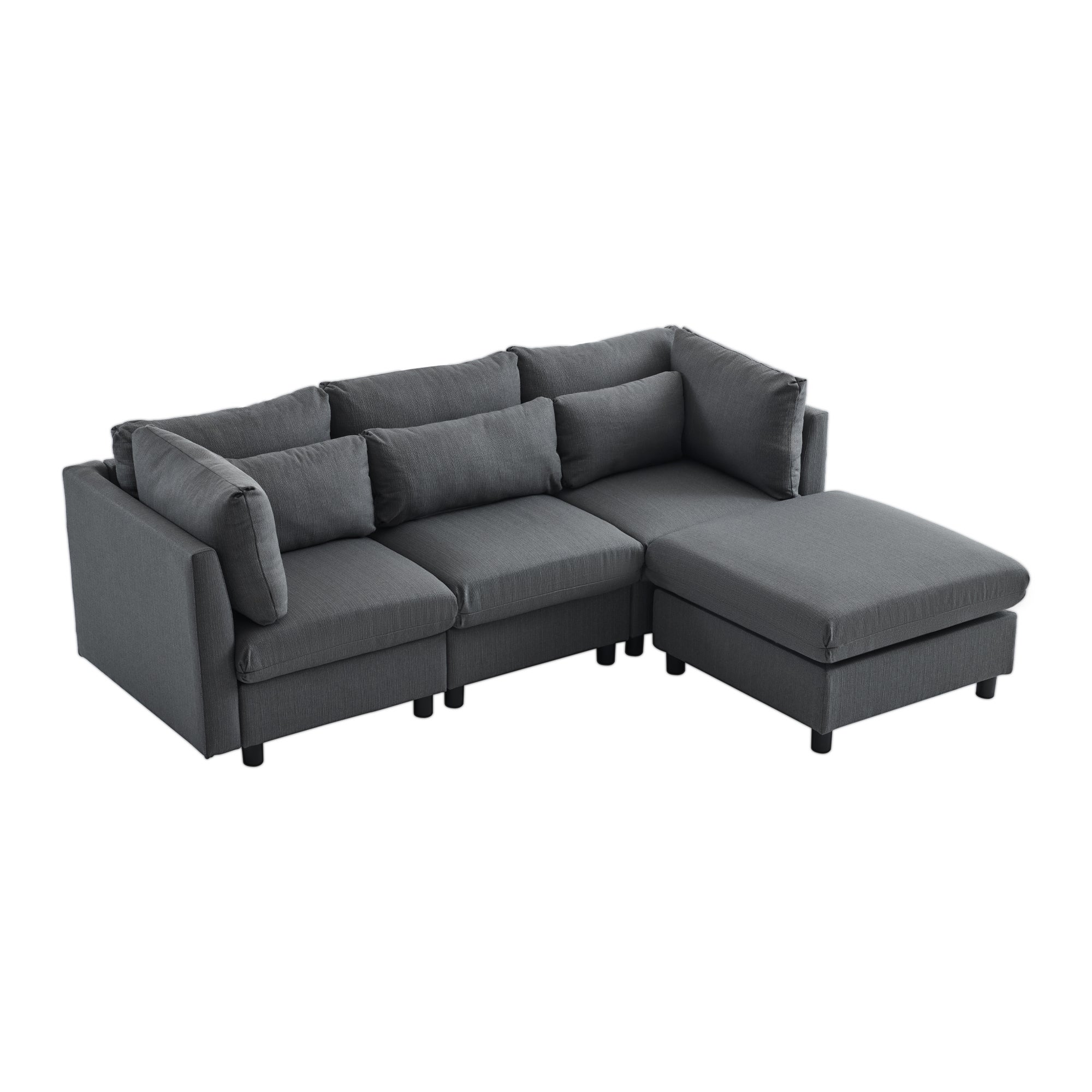 Canapé 3 places - canapé d'angle L avec pouf, mobilier rembourré, adapté pour salon - 6