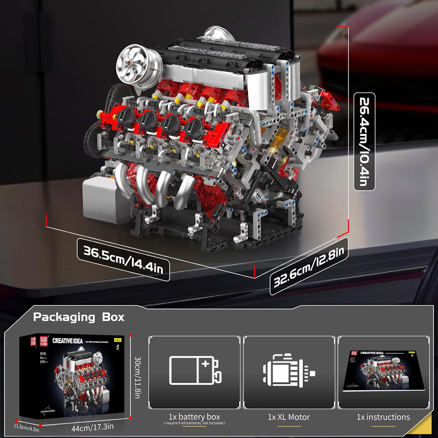 Kit de maquette de moteur V8 fonctionnel - Construisez votre propre moteur de voiture surpuissant avec manuel, projet STEM à faire soi-même - 5