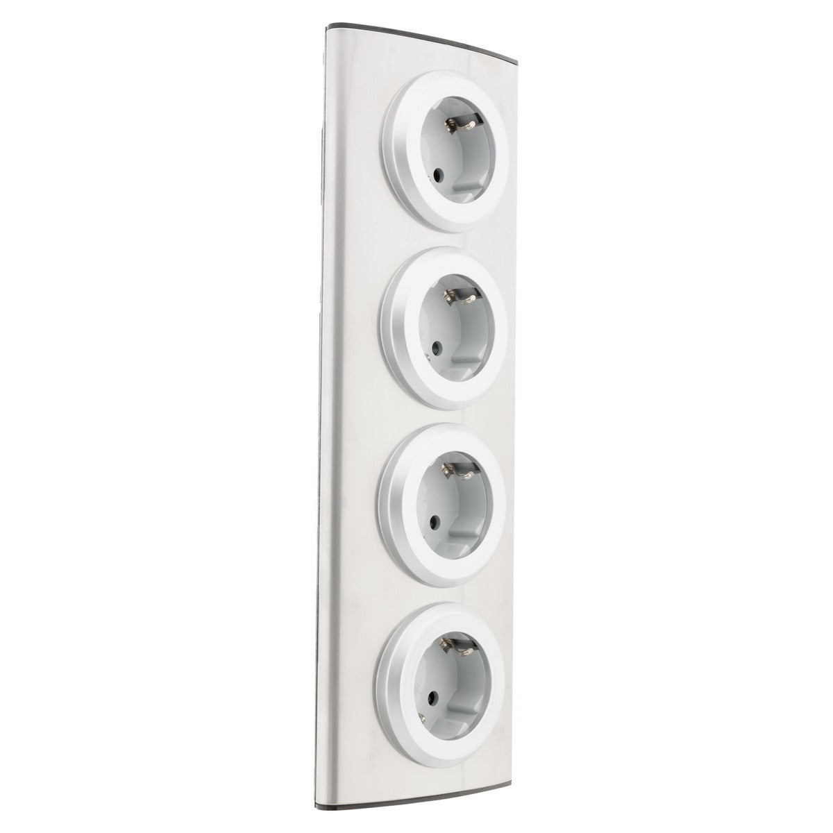 Multiprise de cuisine en angle 4 prises Schuko 16A sans câble - Gris - Otio - 3