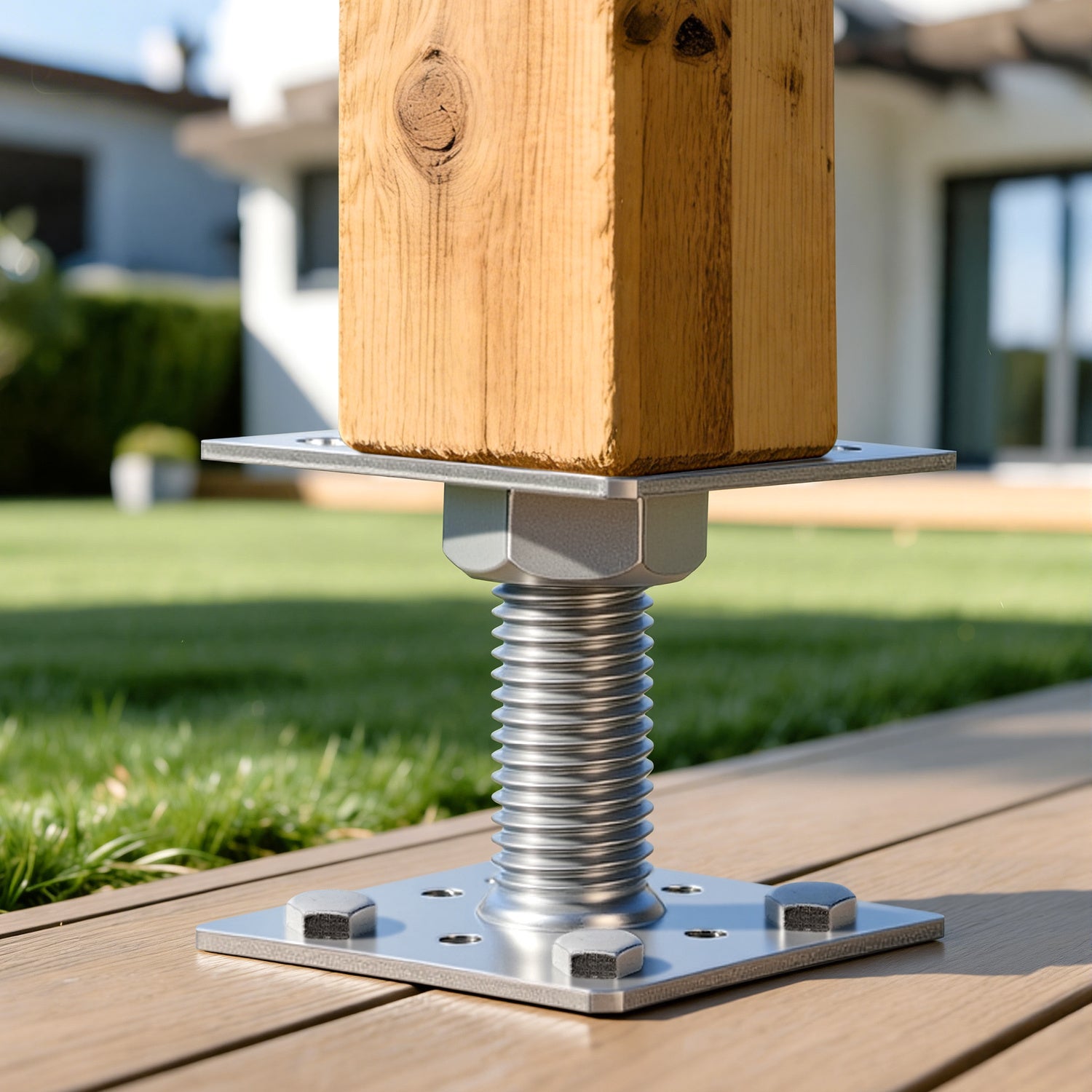 Support de poteau réglable, hauteur ajustable pour projets bois et jardin 30-250 mm Argent 4PCS - 8