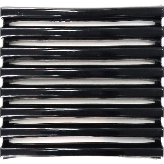 Grille D'aération Noire Pour Four Et Réfrigérateur - 8 Lattes Aluminium 90 Cm, 2 Supports Plastique Découpables 12 Cm