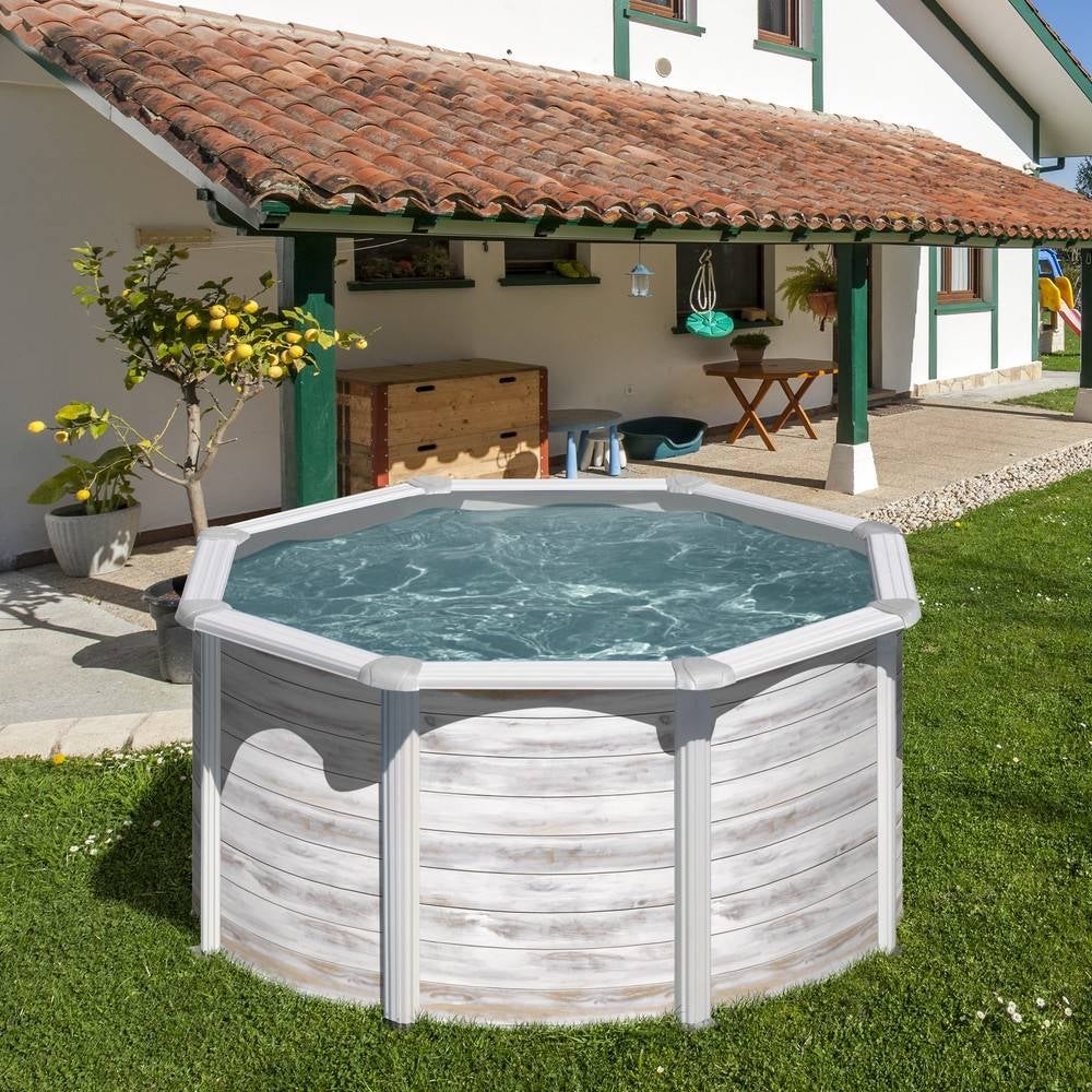 Piscina de acero con decoración nórdica Finlandia 240 x 120 cm Redonda - 2