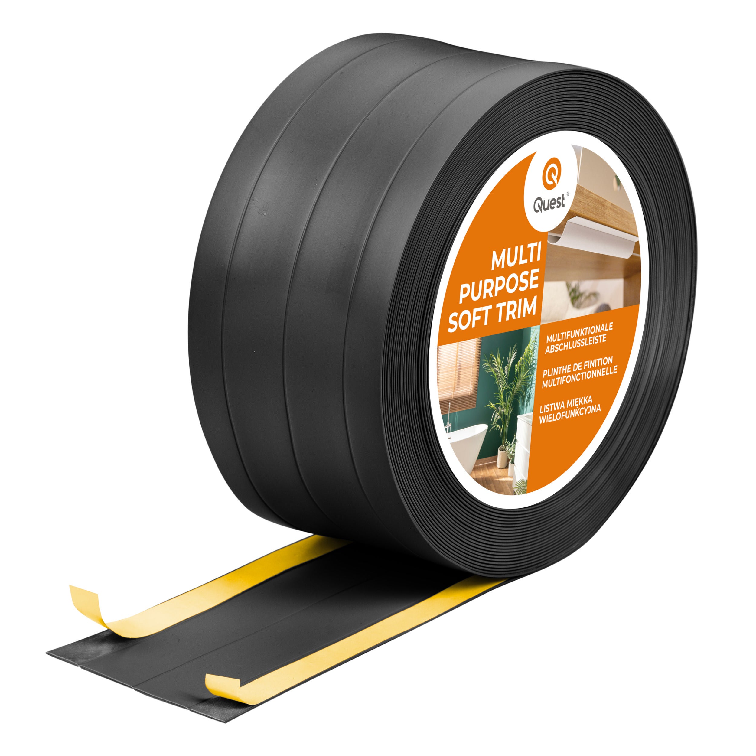 Listwa wykończeniowa PVC 4w1 samoprzylepna 95 mm - elastyczna, uniwersalna - 15 m, czarna