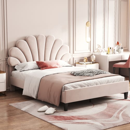 Merax Letto Imbottito 140 X 200 Cm, Con Illuminazione A LED E Rete A Doghe, Letto Matrimoniale Con Testiera E 4 Cassetti, Superficie In Lino, Per