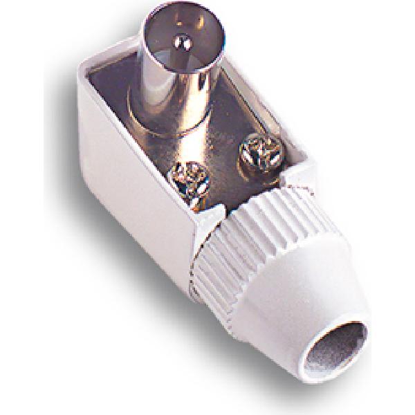 Spina TV A Gomito Schermata Per Cavo Antenna – Connettore Metallo Dorato 9.52mm