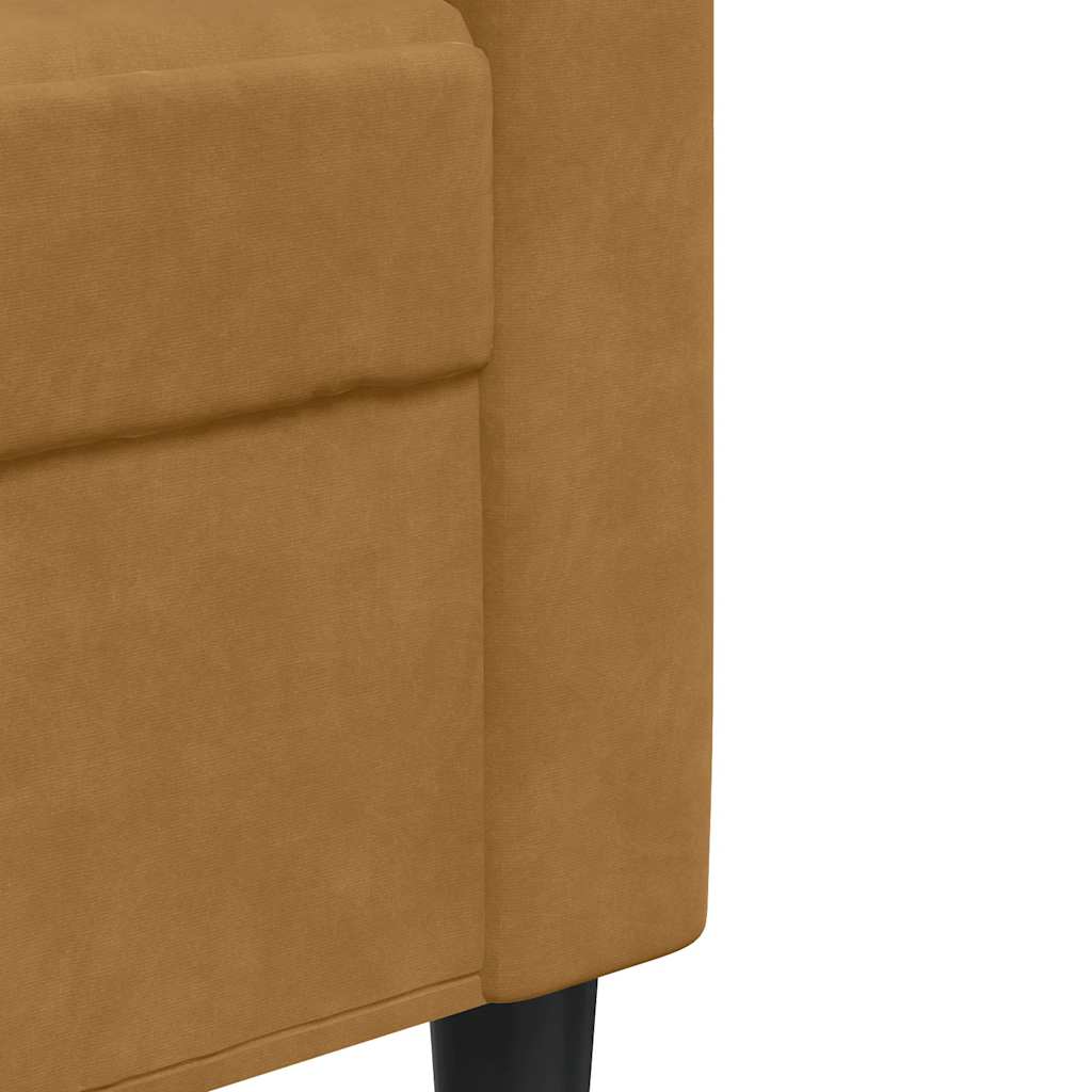 Set di Divani 2 pz con Cuscini e Rinforzi Marrone in Velluto vidaXL - 7