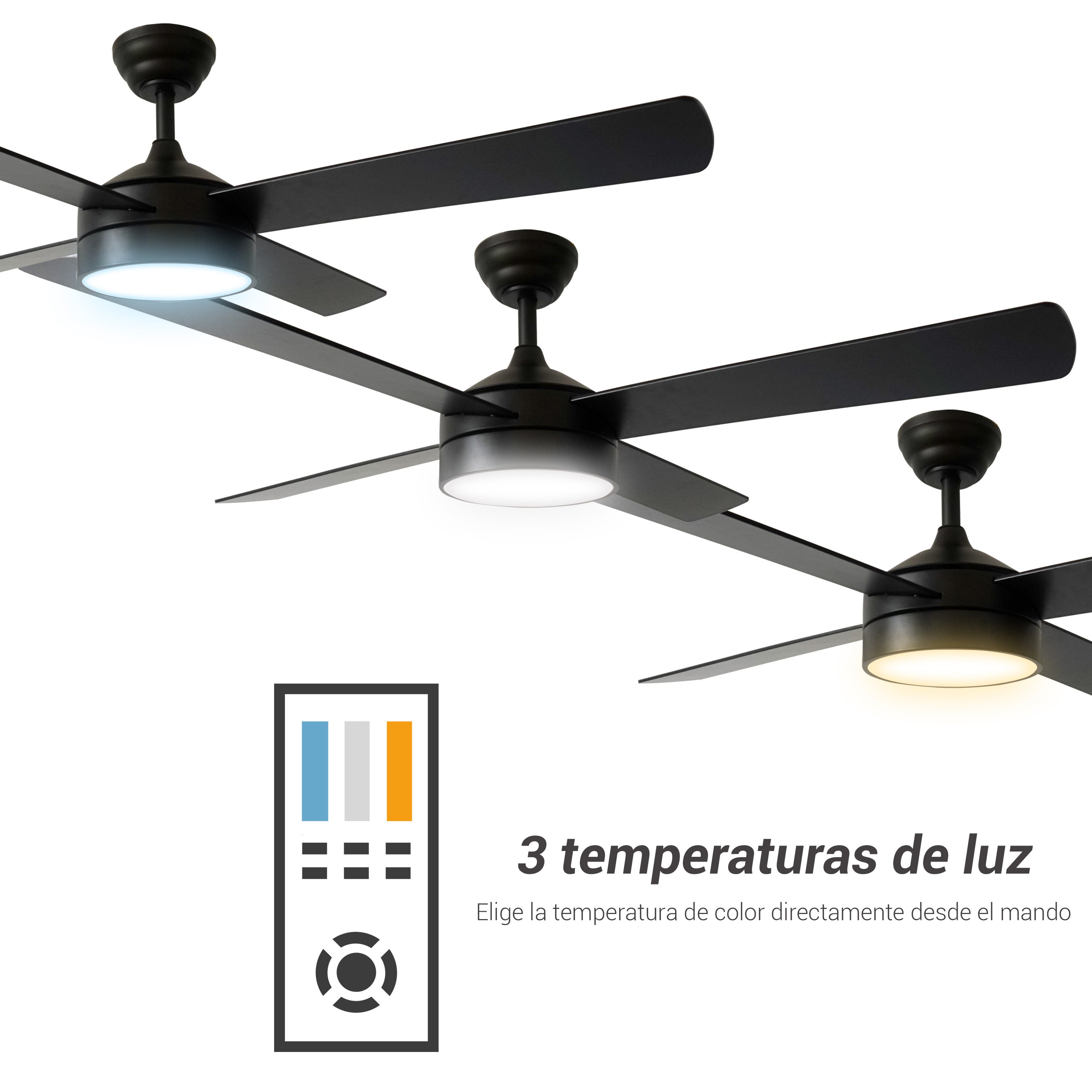 Ventilateur de Plafond 122cm DC LED 24W CCT DIM Noir Zarautz - 4