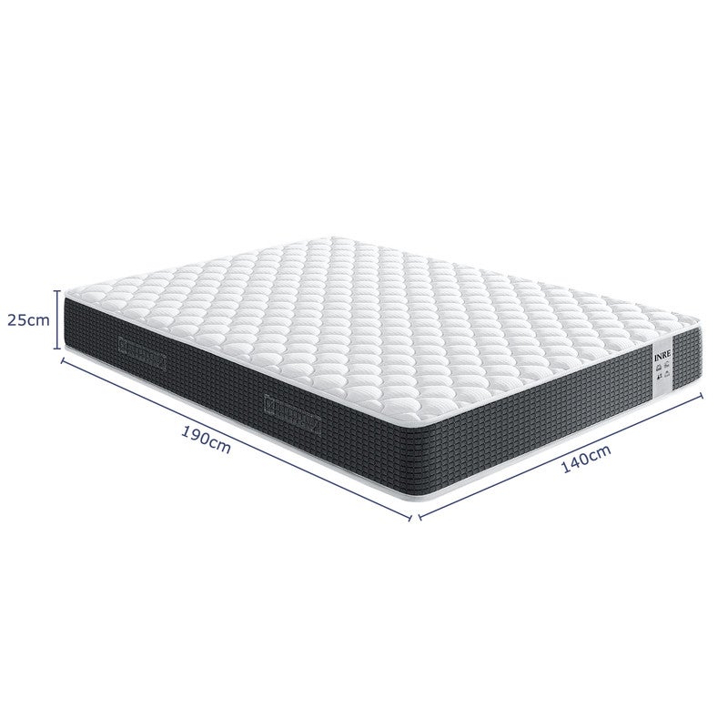 Matelas 140x190 cm INRE - 25 cm, Réversible, Mousse Haute Résilience, 7 Zones Ergonomiques, Soutien Ferme, Tissu Respirant et Durable - 4