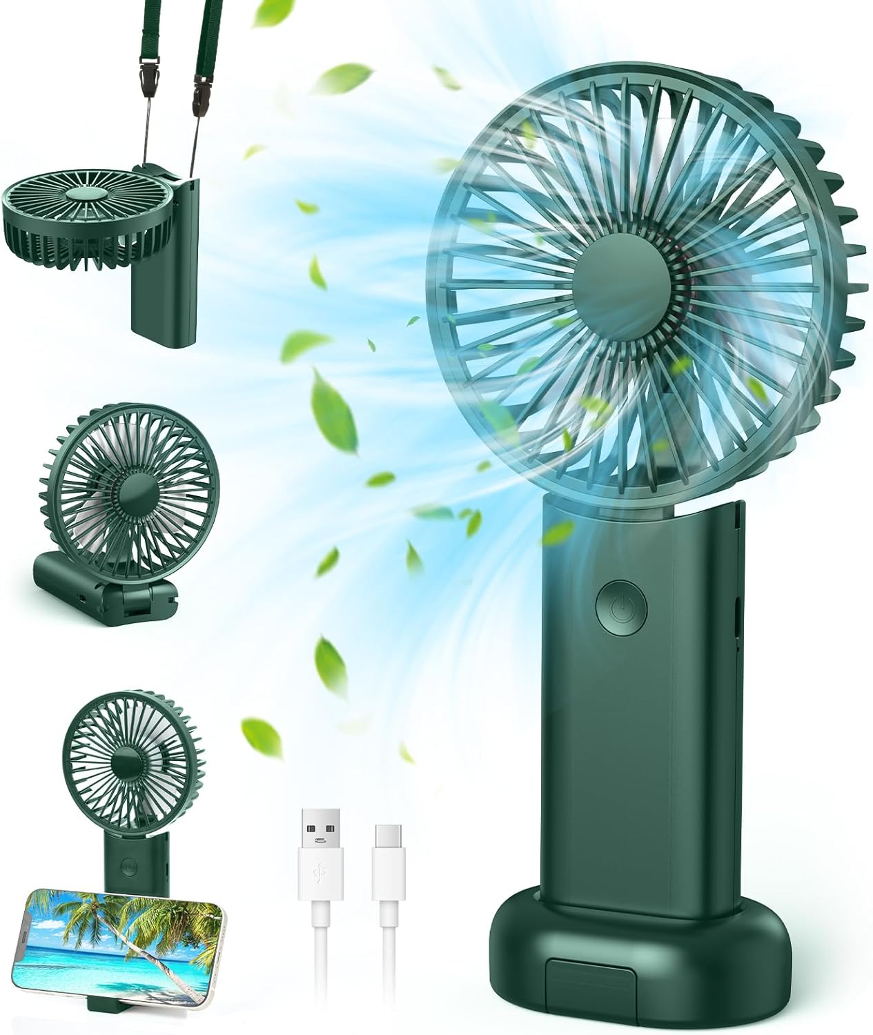Ventilateur Portable USB Rechargeable - 3 Vitesses, Puissant Et Silencieux - Couleur Noir