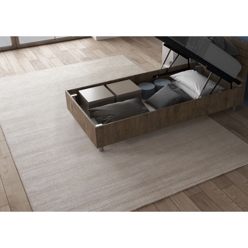 Lit en bois avec tête de lit inclinée Renoma-Couleur Marron Foncé-80x200 - 5