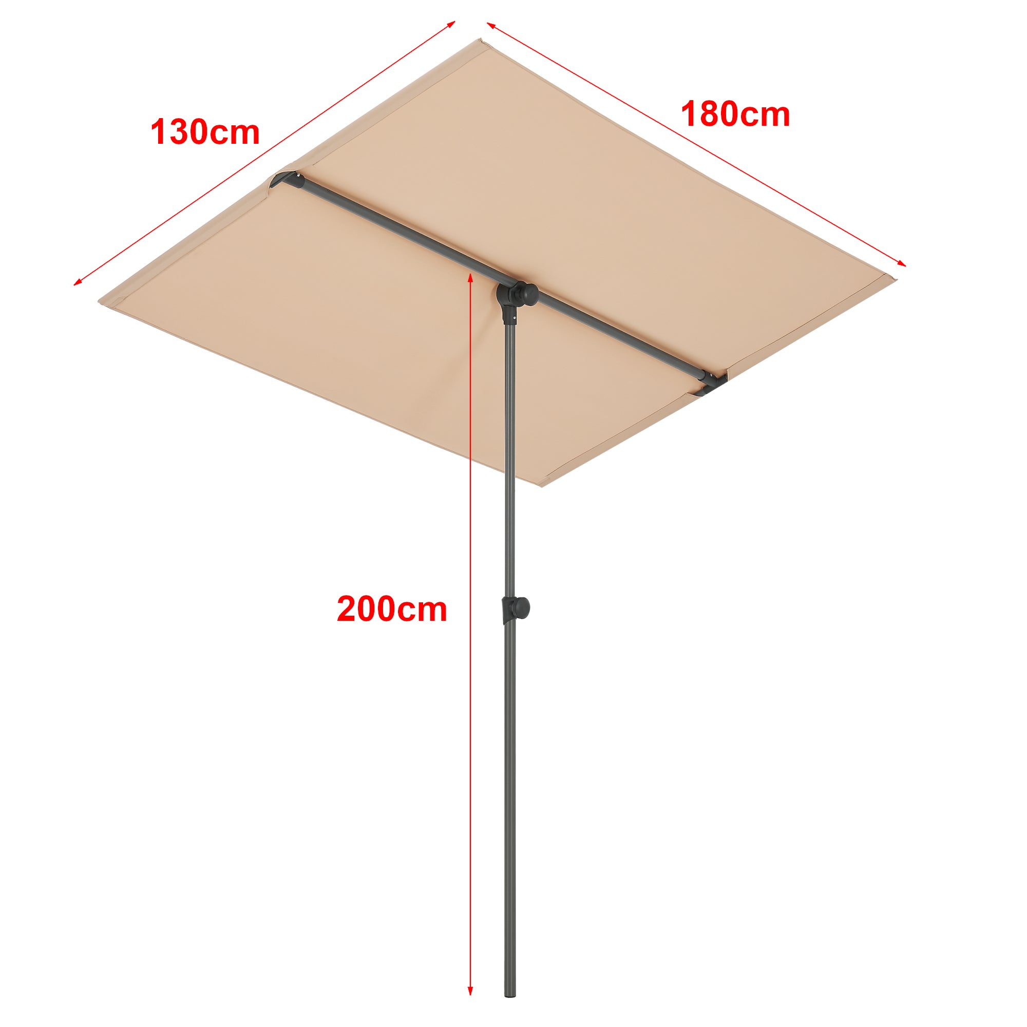 Parasol Carsoli inclinable à 360° rectangulaire 180 x 130 cm sable [pro.tec] - 3
