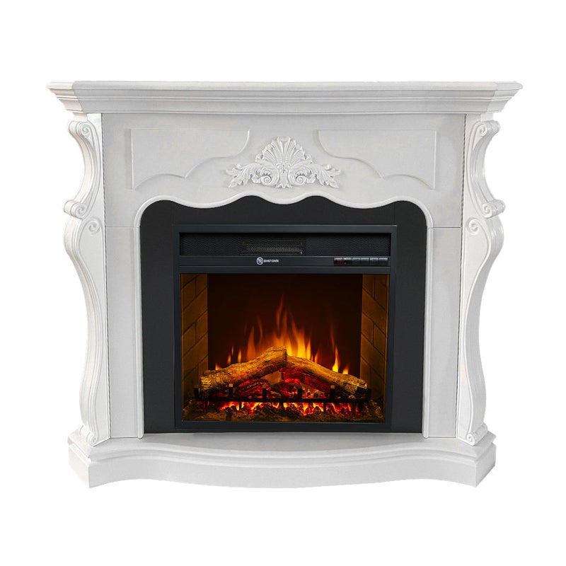 Kominek elektryczny podłogowy PARIGI w kolorze białego drewna L123xD39xH100