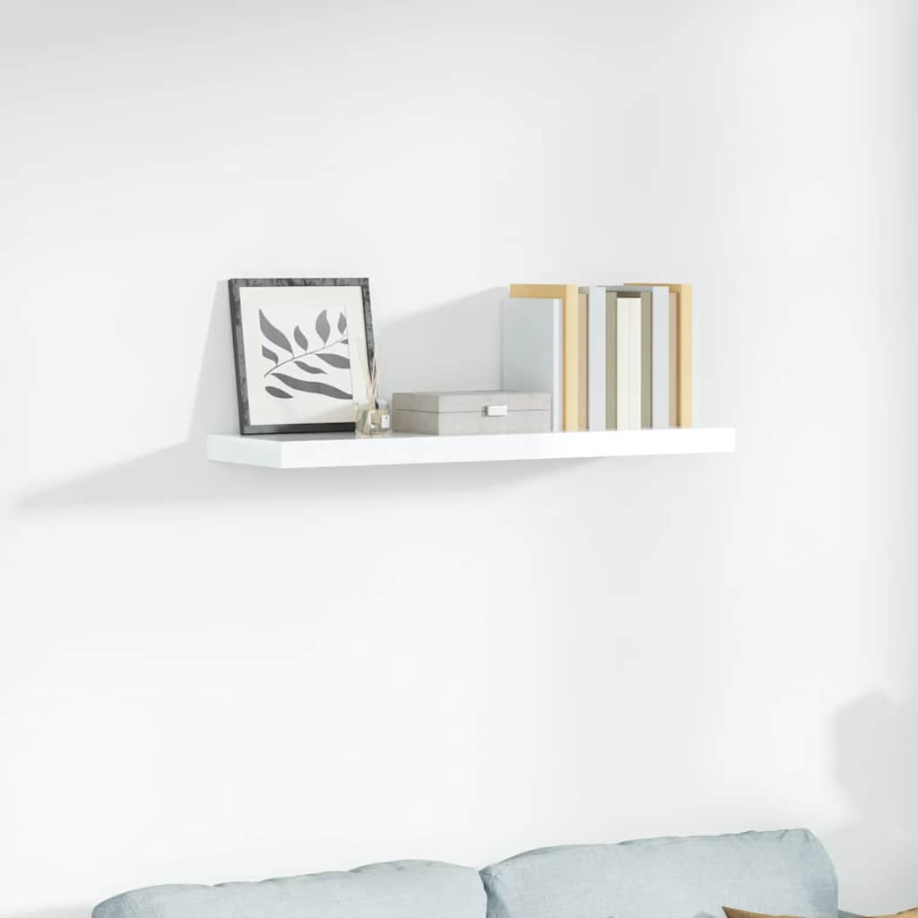 Półka ścienna, wysoki połysk, biała, 90x23,5x3,8 cm, MDF vidaXL