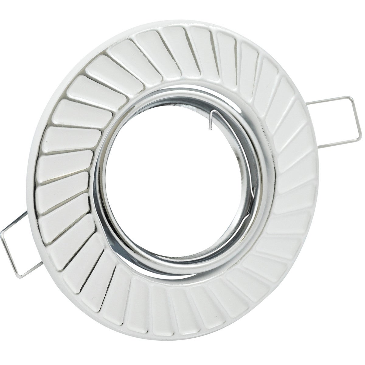 Oprawa sufitowa wpuszczana podtynkowa Fobos biało-srebrna 1xMR16x5W okrągła ruchoma IP20 wym: 2,6 x 10 x 10 cm metal Polux