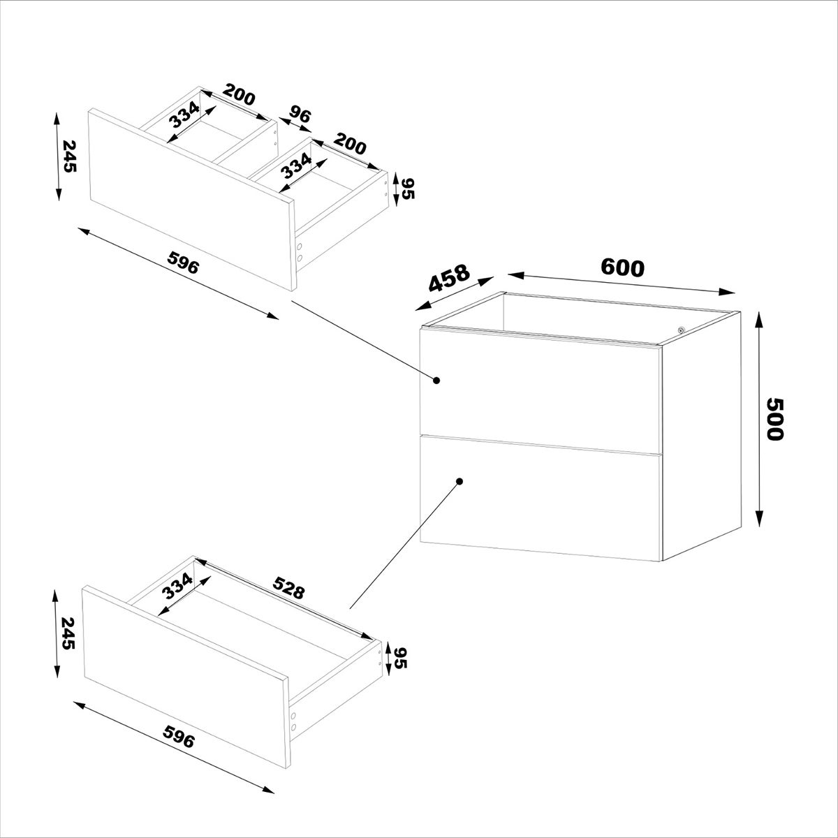 Ensemble meuble double vasque 140cm 2 niches et colonne Viggo Bois - 6