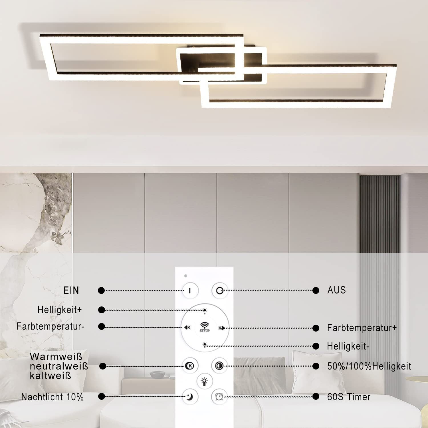 ZMH Nowoczesna kryształowa lampa sufitowa LED z pilotem – 56 W - 9
