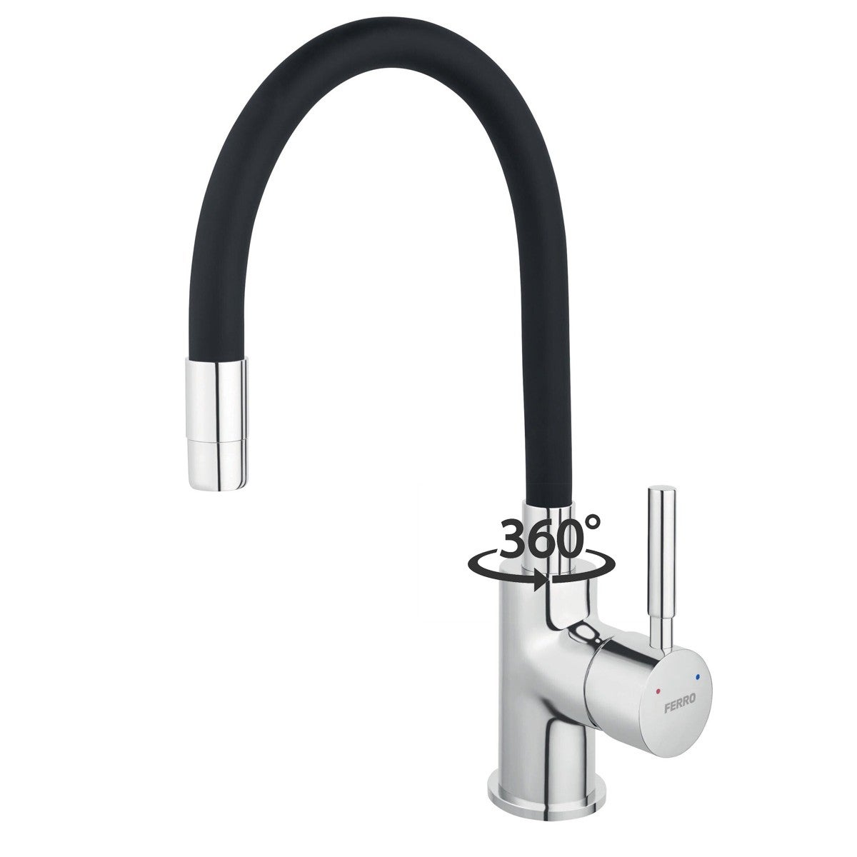 Bateria Ferro zlewozmywakowa stojąca ZUMBA elastyczna czarna wylewka