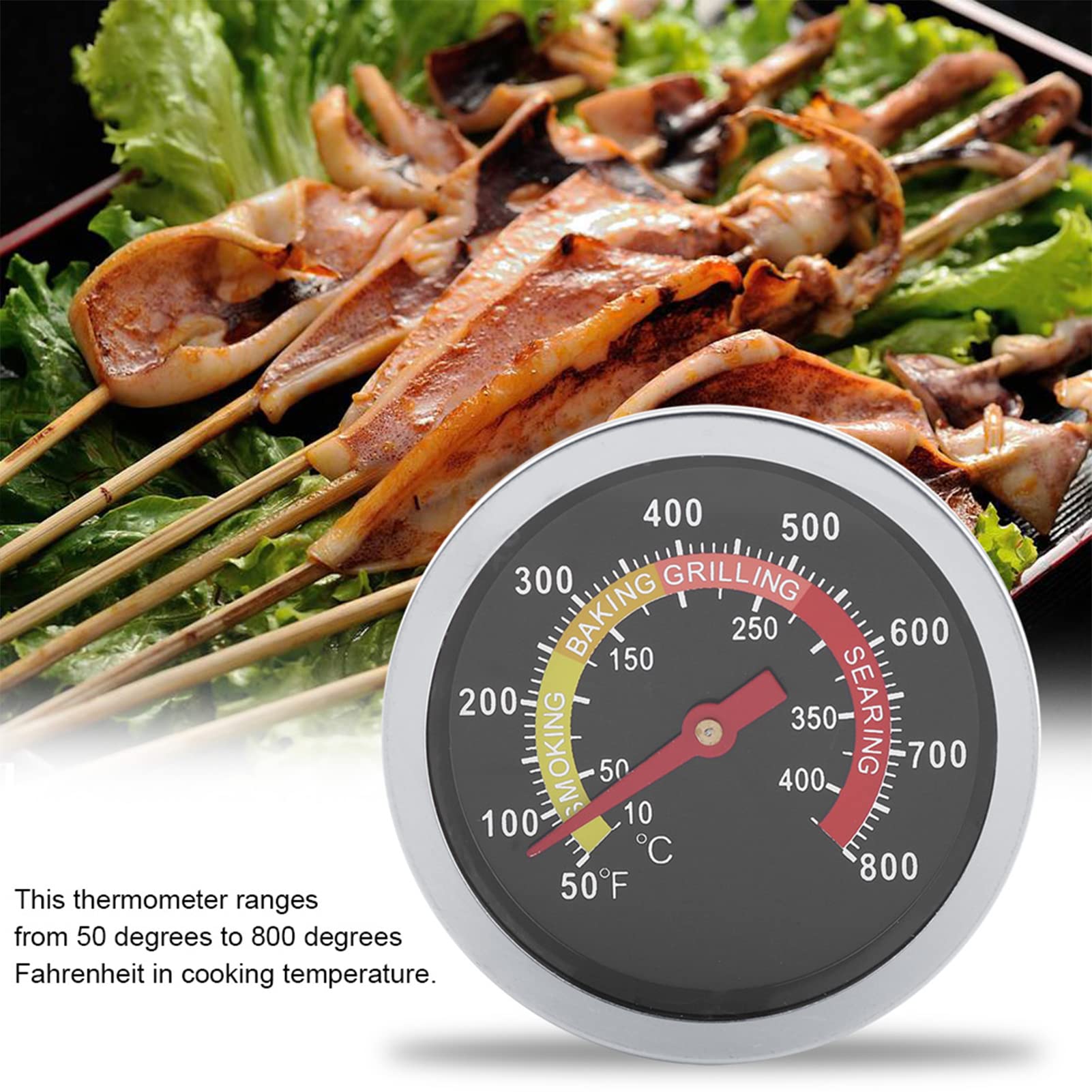 Termometro con coperchio per griglia per barbecue indicatore di temperatura in acciaio inossidabile sostuzione dell'indicatore di calore adatto per griglia Charbroil sostuire 463271314  15