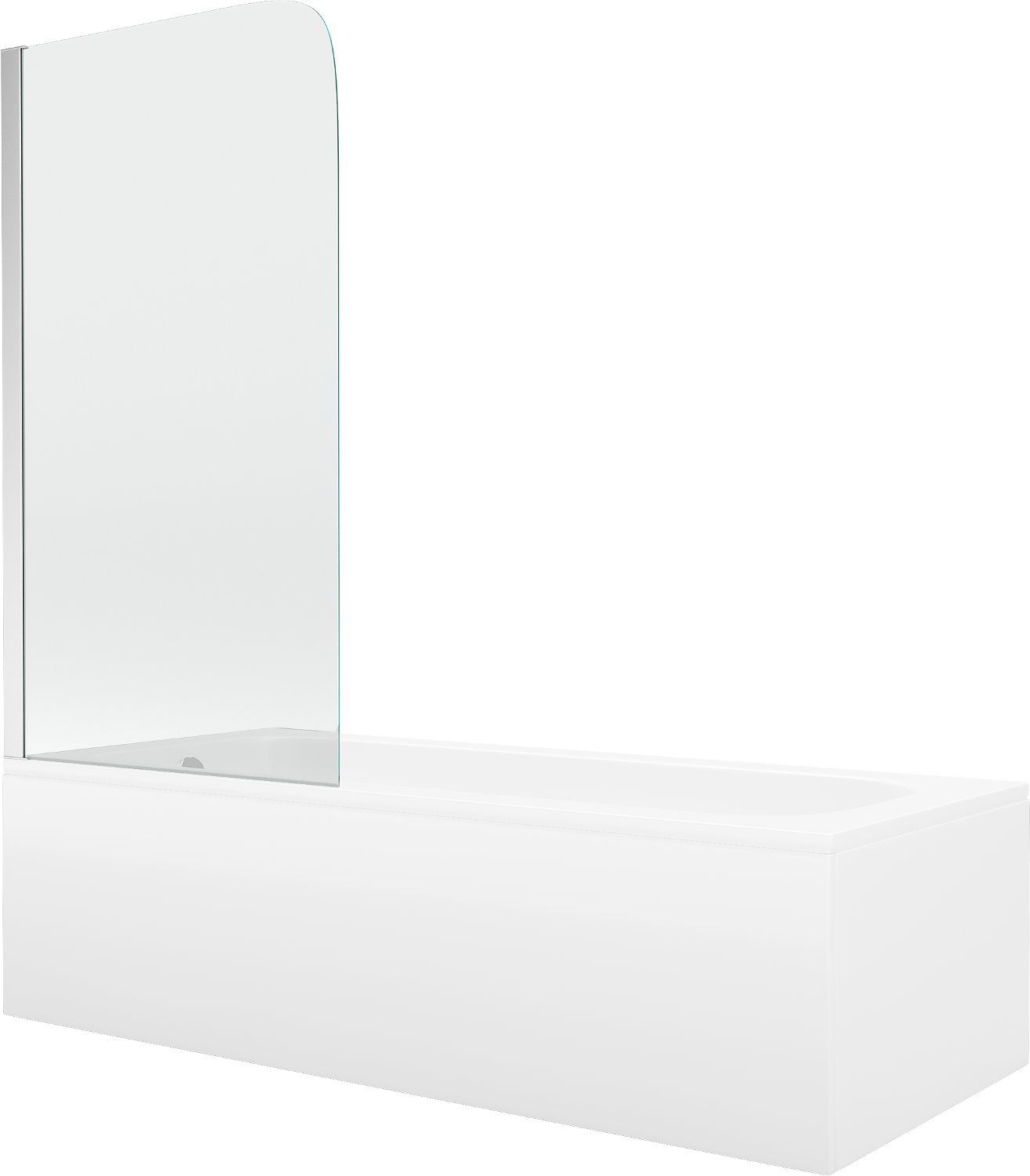 Mexen Vega wanna prostokątna 160 x 70 cm z obudową i parawanem 1-skrzydłowym 70 cm, transparent, chrom - 550116070X9007010100