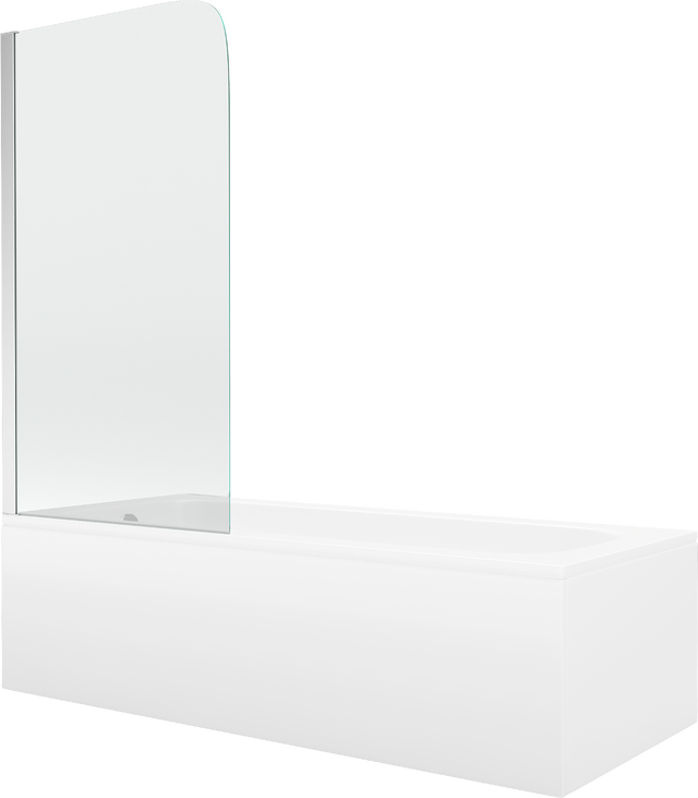 Mexen Vega baignoire rectangulaire 170 x 70 cm avec tablier et paroi 1 volet 80 cm, transparent, chrome - 550117070X9008010100