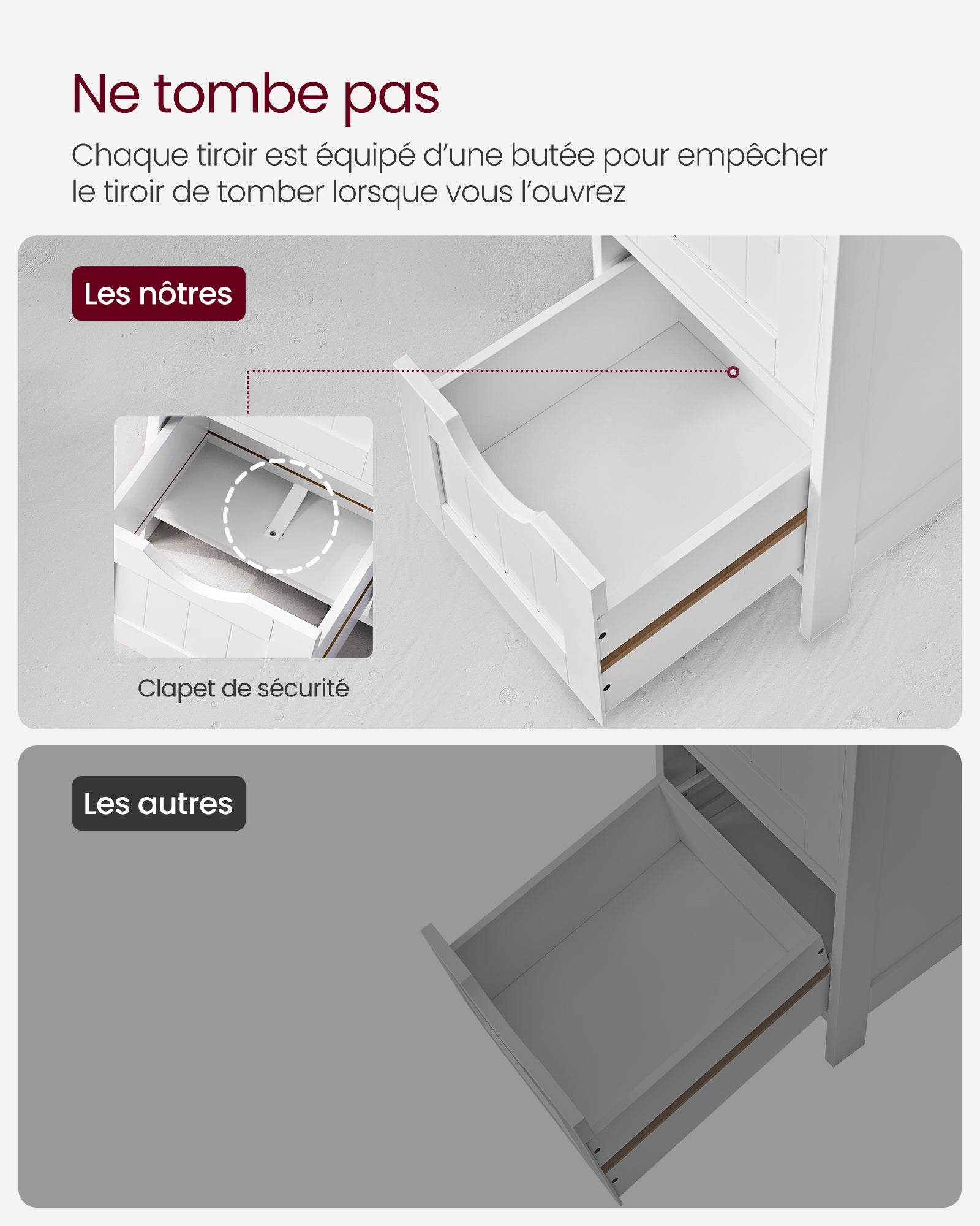 Armoire De Salle De Bain Avec 4 Tiroirs, 30 x 30 x 82 cm, Placard De Rangement, Colonne Blanc - 6