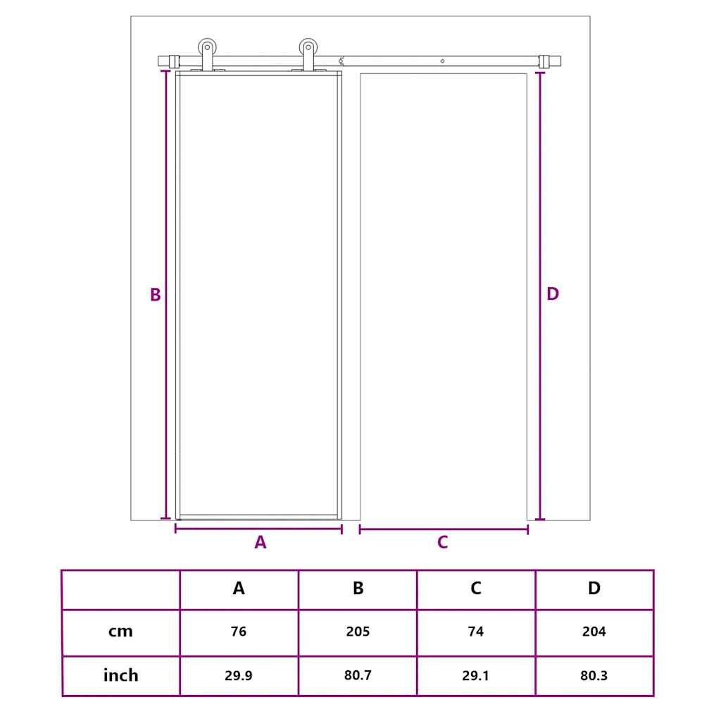 Porta Scorrevole in Vetro ESG e Alluminio 76x205 cm Bianca vidaXL - 6