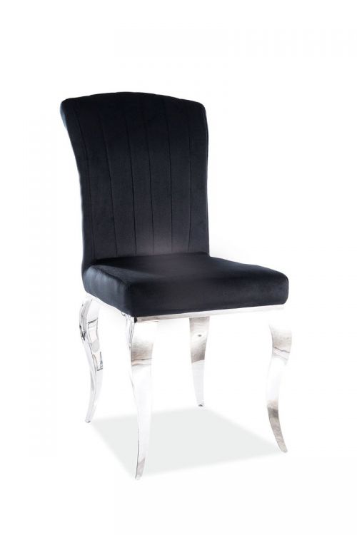 Krzesło tapicerowane PRINCE VELVET czarne/chrom