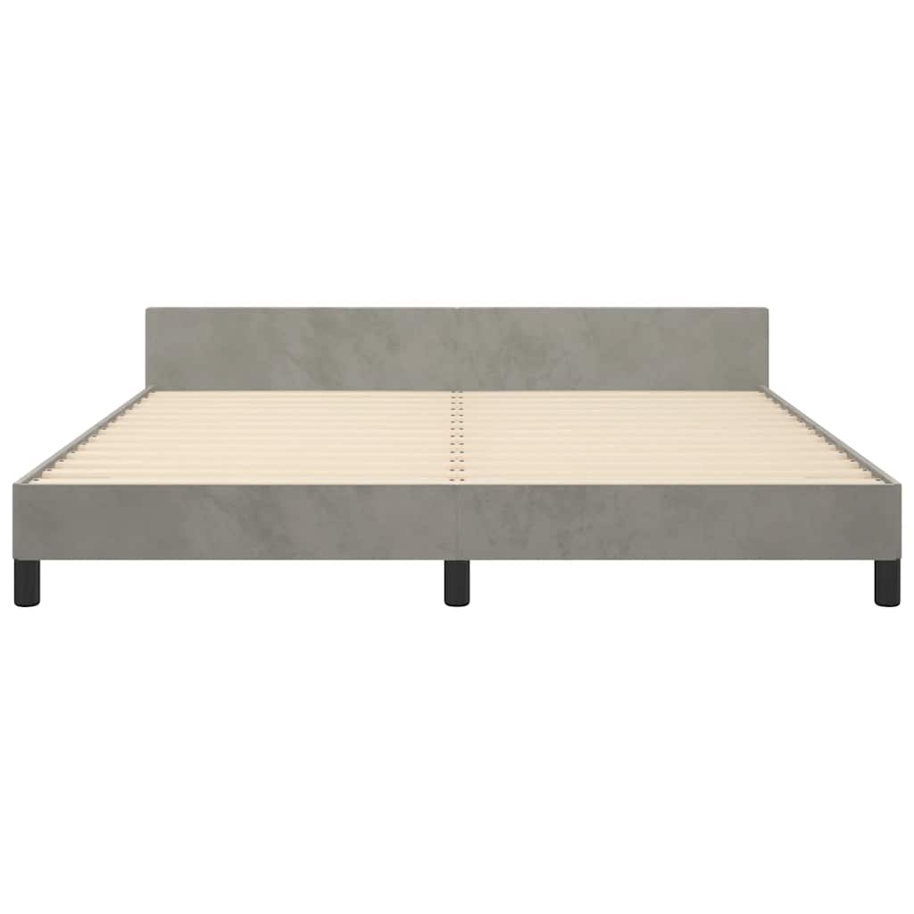 Cadre de lit sans matelas gris clair 160 x 200 cm en velours - 5