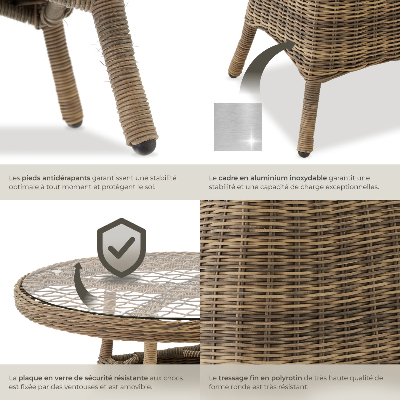 TECTAKE Mesa de jardín de aluminio resistente a la intemperie y a los rayos UV - 5