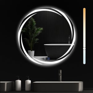 OCEAN Specchio Bagno Rotondo Da LED 90×90cm, Antiappannamento, 3