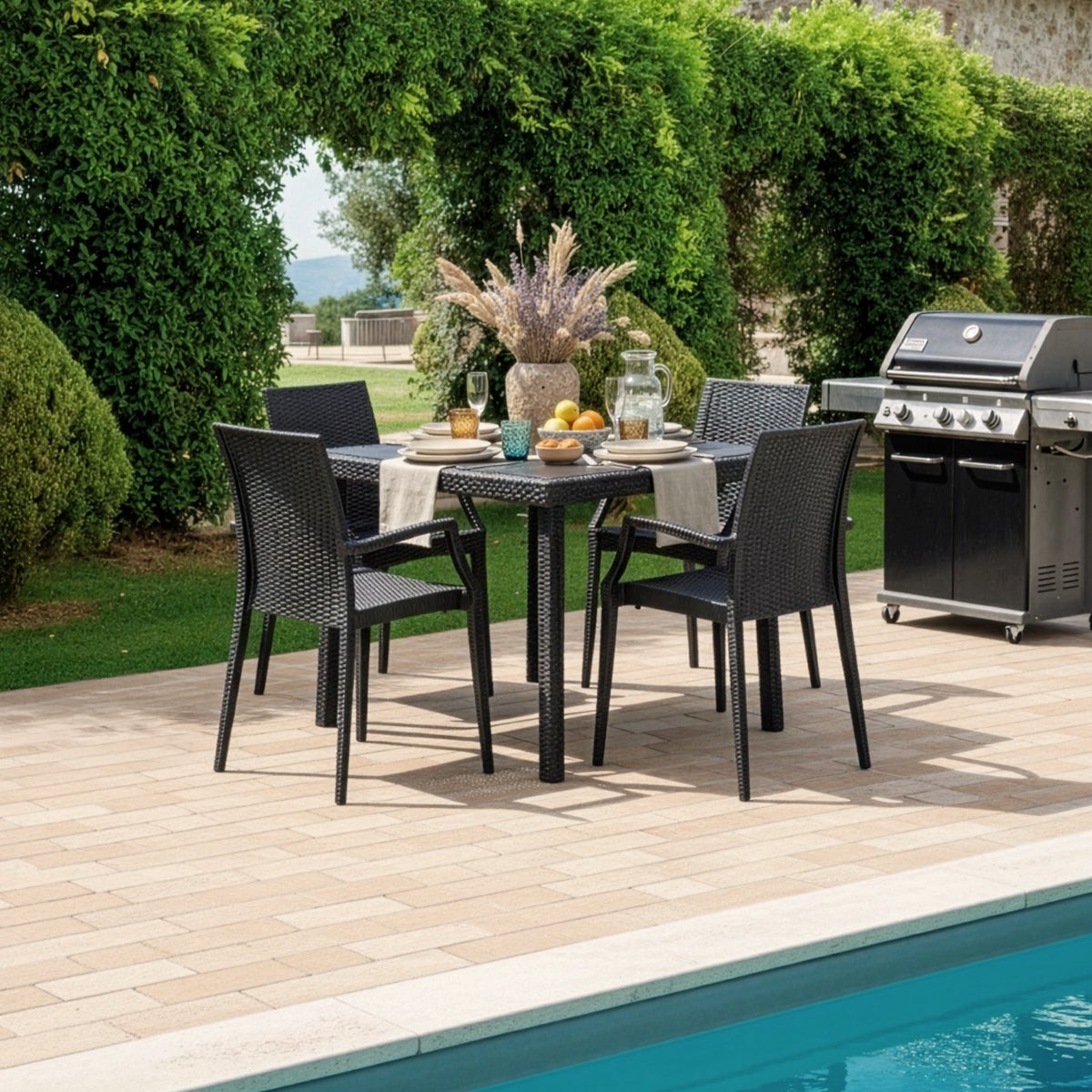 Mesa Cuadrada Negra 90x90 cm y 4 Sillas De Colores Bistrot Arm Passion - 2
