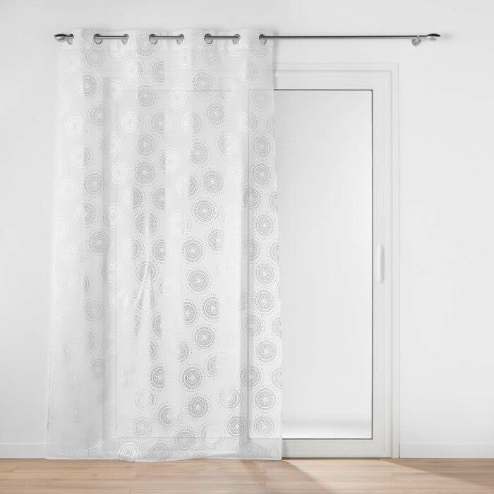 Voilage à Oeillets 140x240 Cm Elona Or - Voile Sablé Imprimé Métallisé Pour Salon/chambre