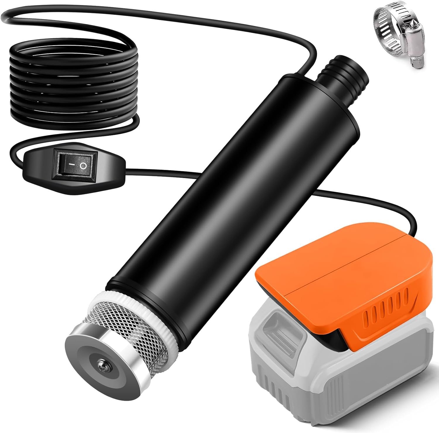 Pompe Submersible Portable à Batterie 21V - Débit 40-60 L/min, Câble 2,4 M - Pour Eau, Diesel, Huile - Diamètre 38 Mm - 9