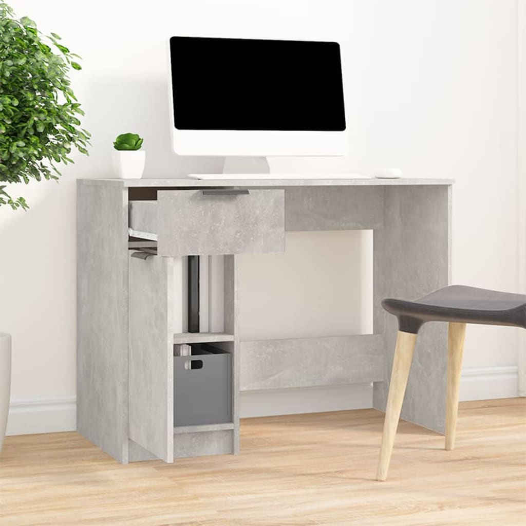 Maison Exclusive - Bureau Gris béton 100x50x75 cm Bois d'ingénierie - 3