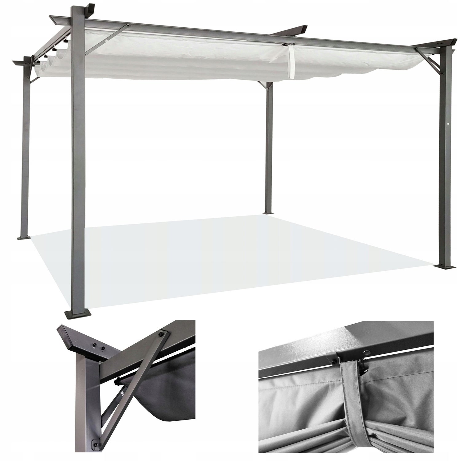 Pergola Tarasowa Hardmaister Ogrodowa 290x395cm Metalowa Sprint 3x4m Szara 1 szt