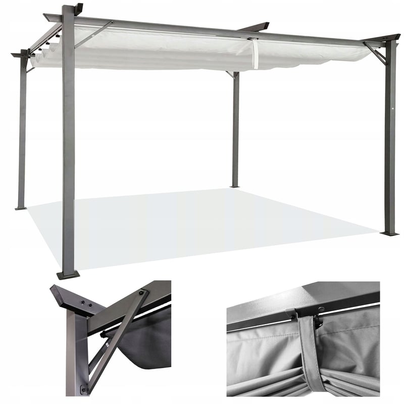 Pergola Tarasowa Hardmaister Ogrodowa 290x395cm Metalowa Sprint 3x4m Szara 1 szt
